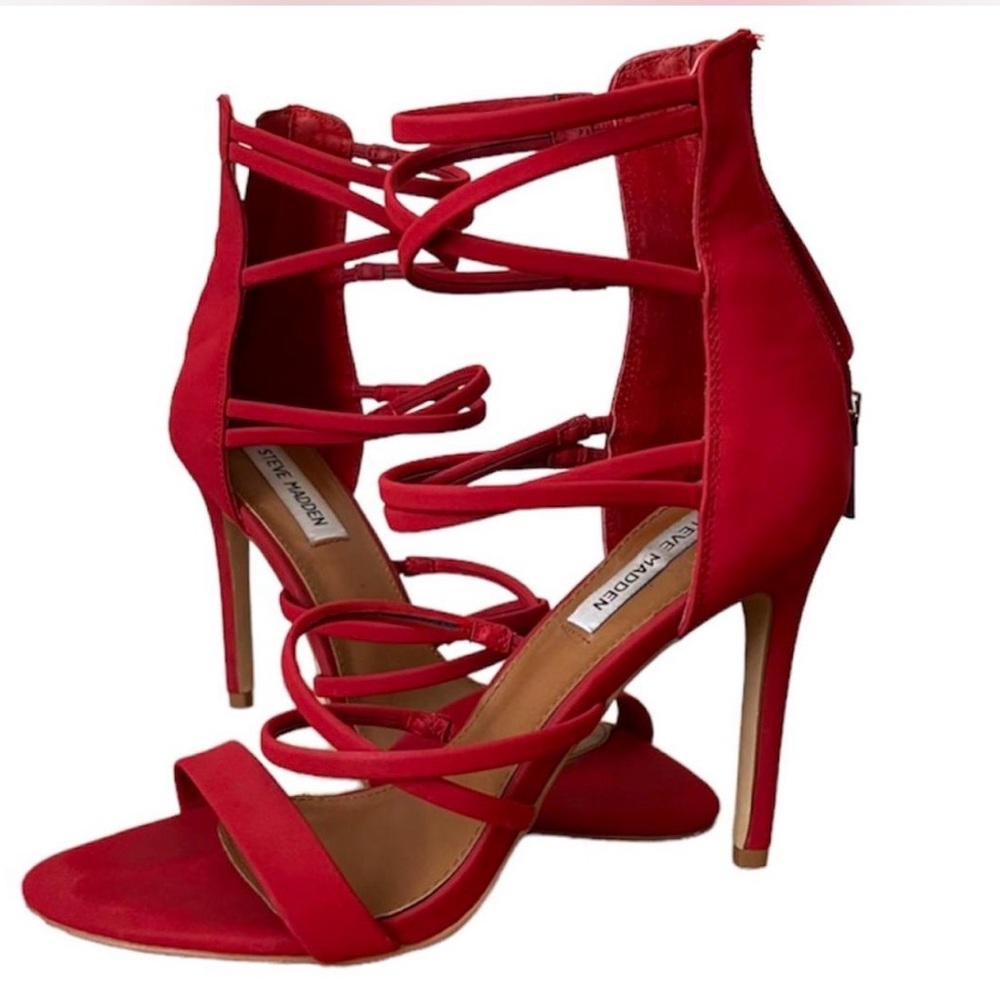 Chic Red Strappy Heels